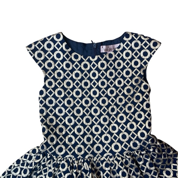 HALABALOO Metallic Geometric Jacquard Drop Waist Dress - Picture 4 of 8